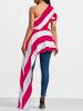 Oblique Collar Stripe Long Side Women's Blouse
