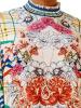 Floral Stand Collar Lantern Sleeve Blouse