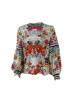 Floral Stand Collar Lantern Sleeve Blouse