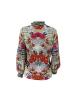 Floral Stand Collar Lantern Sleeve Blouse