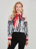 Floral Print Tie Neck Bowknot Button Women's Shirt