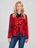 Color Block Ruffles Print Long Sleeve Women's Shirt