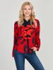 Color Block Ruffles Print Long Sleeve Women's Shirt
