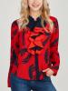 Color Block Ruffles Print Long Sleeve Women's Shirt