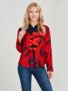 Color Block Ruffles Print Long Sleeve Women's Shirt