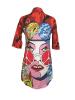 Character Print Half Sleeve Mid-Length Women's Shirt