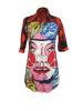 Character Print Half Sleeve Mid-Length Women's Shirt