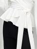 Off Shoulder Lantern Sleeve Lace Up Blouse