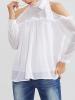 Open Shoulder Frill Trim Bow Tie Blouses