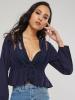 Lace See-Through Deep V Sexy Women's Blouse
