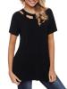 Circular Collar Hollow Short Sleeves Women's T-shirt