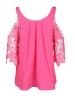 Off Shoulder Lace Patchwork Loose T-shirt