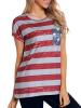 Roll Sleeves Star Stripe Print Women's T Shirt