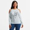 Off Shoulder Letter Printed  Long Sleeve T-shirt