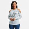 Off Shoulder Letter Printed  Long Sleeve T-shirt