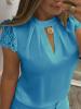 Best Seller Solid Color Short Sleeve Lace T-shirt