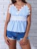 Cute Lace Striped Contrast Color Tank Top