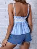 Cute Lace Striped Contrast Color Tank Top