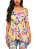 Hot Floral V-Neck Short Sleeve T-shirt