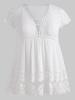 Plain Lace Splicling High Waist Women's T-shirt