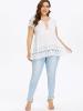 Plain Lace Splicling High Waist Women's T-shirt