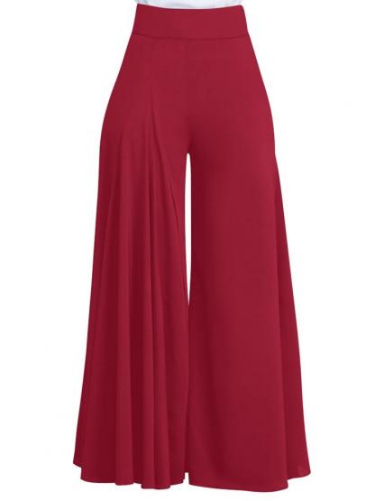Plain High-Waist Wide Legs Women's Pants