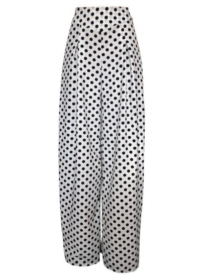 Polka Dots Wide Legs Print Women's Pants