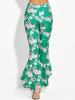 Color Block Floral Print Wide Legs Women's Pants