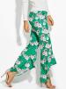 Color Block Floral Print Wide Legs Women's Pants