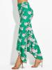 Color Block Floral Print Wide Legs Women's Pants
