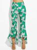 Color Block Floral Print Wide Legs Women's Pants