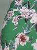 Color Block Floral Print Wide Legs Women's Pants