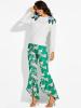 Color Block Floral Print Wide Legs Women's Pants