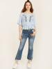 Slim Hole Floral Embroidery Bellbottoms Jeans