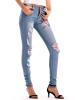 Ripped Embroidery Elasticity Women's Jeans