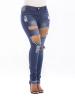 Hole Cut Worn Women's Jeans