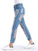 Hole Trim Pocket Zipper Women's Jeans