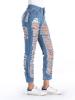 Hole Trim Pocket Zipper Women's Jeans