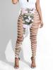 Bandage Cross Side Camouflage Women's Casual Pants