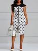 Contrast Color Sleeveless Split Bodycon Dress