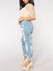 Worn Hole Cut Plain Fashion Women's Jeans