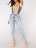 Asymmetric Cut Plain Pocket Women's Jeans