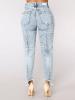 Asymmetric Cut Plain Pocket Women's Jeans