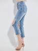 Slim Hole Zipper Patchwork Women's Jeans
