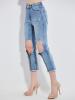 Slim Hole Zipper Patchwork Women's Jeans