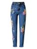 Pocket Embroidery Button Women's Jeans