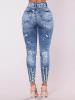 Hole Button Worn Women's Jeans