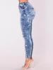 Hole Button Worn Women's Jeans
