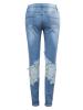 Hollow Lace Insert Button Women's Jeans
