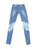 Hollow Lace Insert Button Women's Jeans